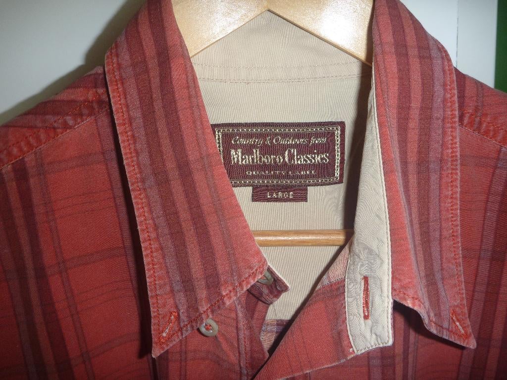 Marlboro classic shirt(vintage) L, Ophalen of Verzenden, Zo goed als nieuw, Bruin, Marlboro