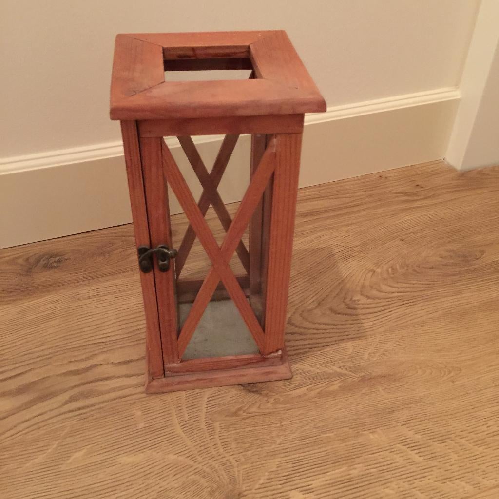 Windlicht hout, Huis en Inrichting, Ophalen, Zo goed als nieuw, Hout, 25 tot 50 cm