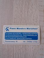 sticker Winkel Frans Manders te Mariahout, Ophalen of Verzenden, Zo goed als nieuw, Winkel of Supermarkt