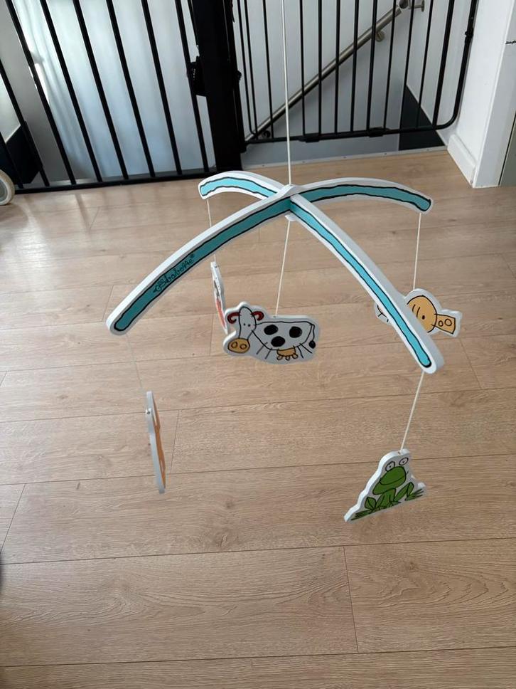 Babette Houten Mobiel - Vis, Kikker, Koe, Varken, Kinderen en Baby's, Kinderkamer | Inrichting en Decoratie, Zo goed als nieuw