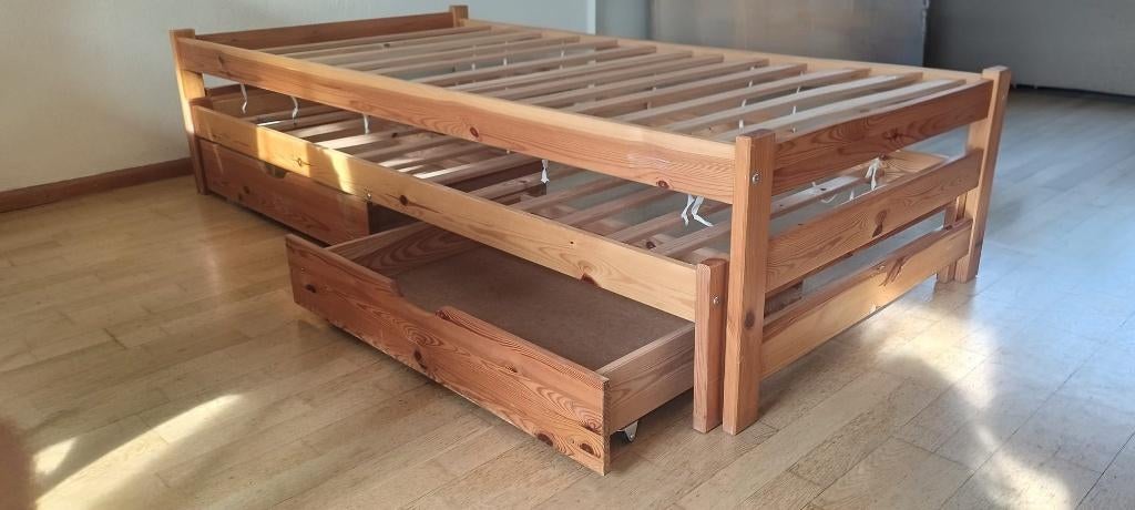 Ikea bed met lades (één persoons + logeerbed), Ophalen, Gebruikt, 90 cm, Eenpersoons