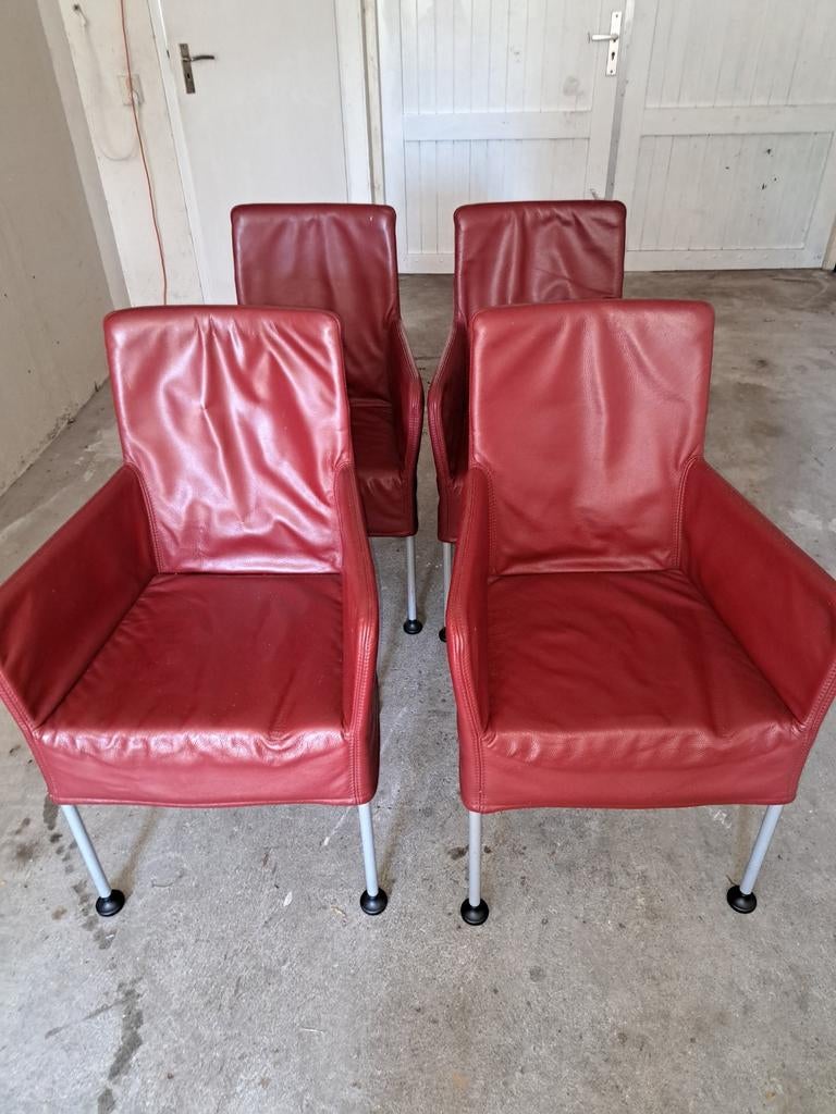 Leren eetkamerstoelen, Huis en Inrichting, Stoelen, Ophalen of Verzenden, Overige kleuren, Leer