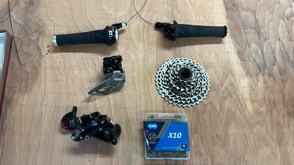 SRAM X0 2x10 MTB schakelgroep, Fietsen en Brommers, Fietsonderdelen, Gebruikt, Overige materialen, Ophalen of Verzenden, Derailleur of Ketting