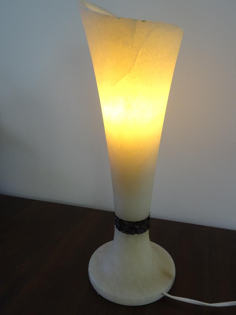 Marmer lamp vintage design marmeren kelk tafellamp Aljuna, Ophalen, Zo goed als nieuw, Overige materialen, Minder dan 50 cm