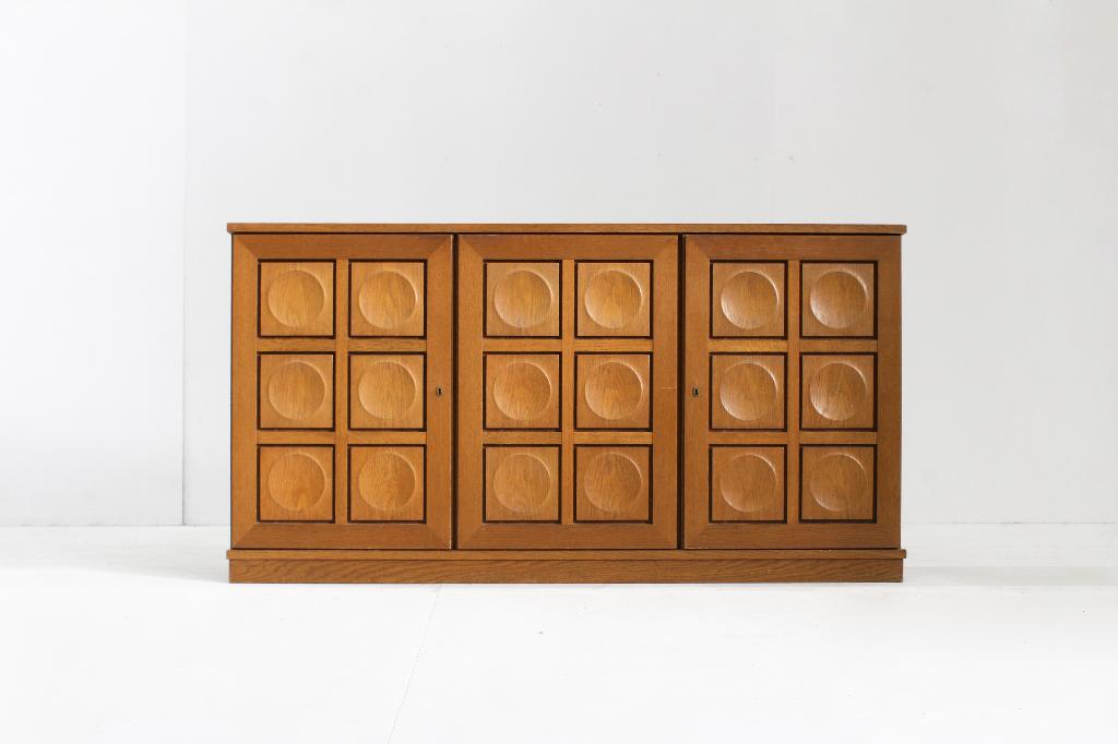 Vintage Brutalist Sideboard 1970s Gerhard Bartels, Met deur(en), 150 tot 200 cm, Eikenhout, Ophalen of Verzenden