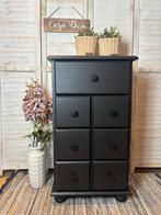 Hoge zwarte ladekast met 4 laden, Ophalen, Minder dan 50 cm, Gebruikt, 5 laden of meer
