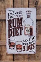 Rum dieet lost 3 days reclamebord van metaal wandbord deco, Info@deconoord.nl, Deco Noord, Nieuw, Ophalen of Verzenden