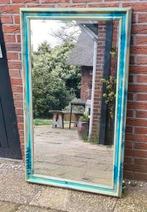 XL spiegel 130x80  Ibiza vintage stijl blauw turquoise, Ophalen, 100 tot 150 cm, Zo goed als nieuw, 75 tot 100 cm