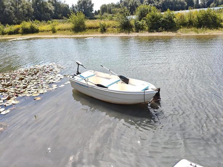 Polyester boot met Endura elektromotor, Watersport en Boten, Motorboten en Motorjachten, Gebruikt, Polyester, Tot 6 meter, Elektrisch