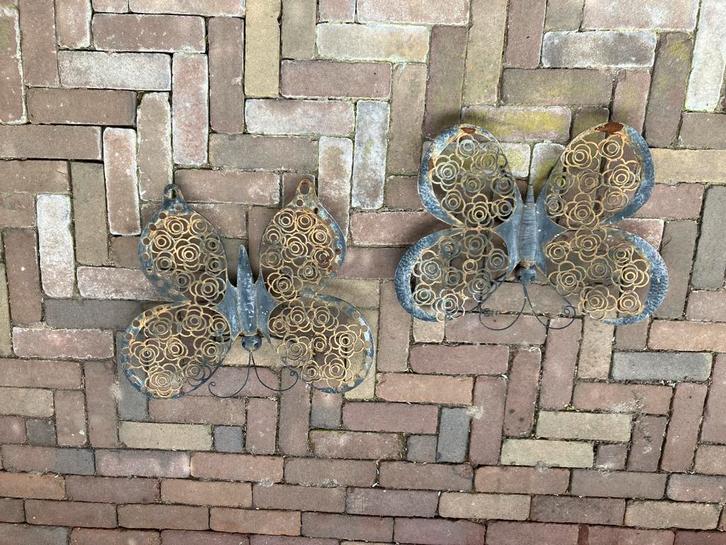 Decoratieve metalen vlinders voor aan de muur, Huis en Inrichting, Woonaccessoires | Wanddecoraties, Gebruikt, Decoratieobject