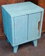 Vintage blauw nachtkastje, kastje., Ophalen of Verzenden