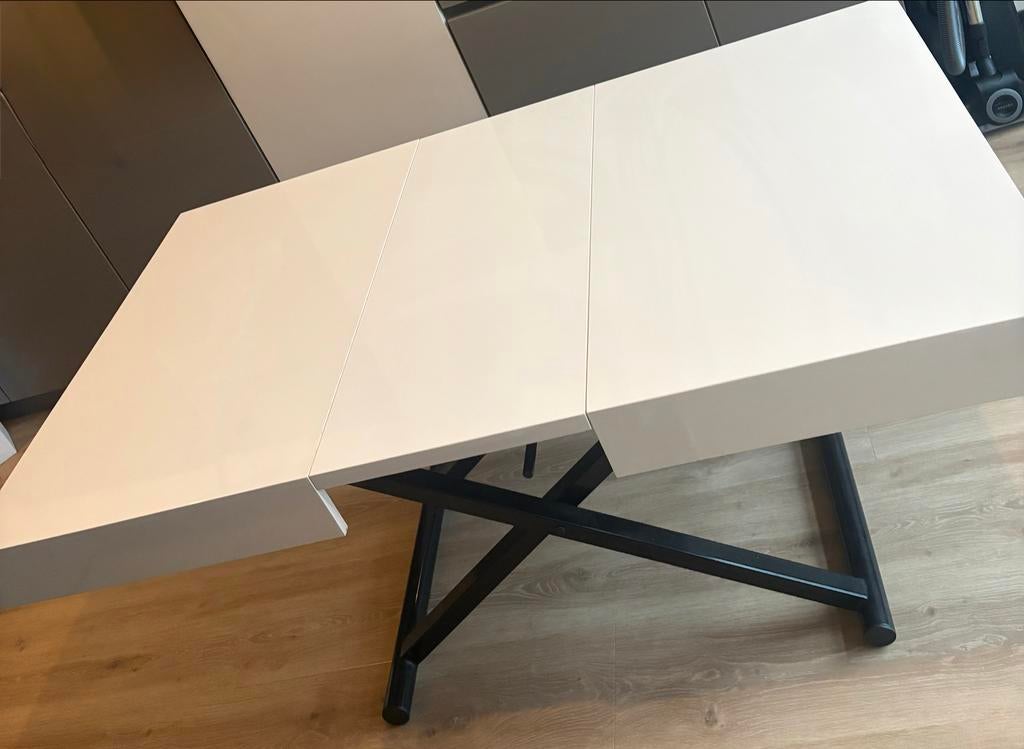 Hoogglans witte eettafel, Huis en Inrichting, Ophalen, Kunststof, Gebruikt, 50 tot 100 cm