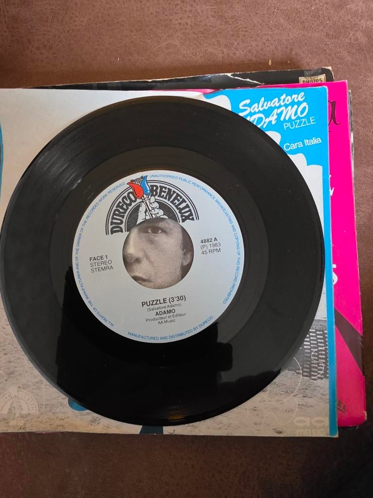 Salvatore Adamo - Puzzle / Cara Italia 7" Vinyl Single, Cd's en Dvd's, Ophalen of Verzenden, 1980 - 1989, Gebruikt