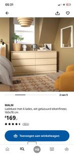 Malm Ladekast met 6 lades, Gebruikt, 5 laden of meer, 150 tot 200 cm, Eikenhout