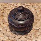 Handgesneden Afrikaans houten doosje met deksel ebbenhout, Ophalen of Verzenden