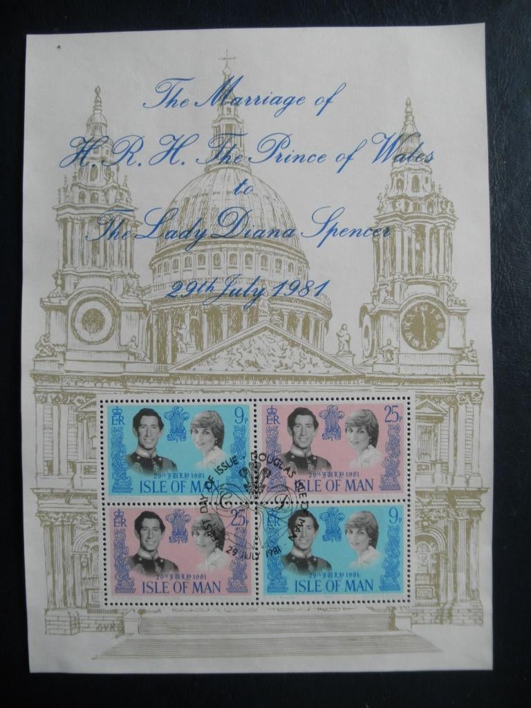 Postzegels Isle Man 1981 prins Charles + lady Diana - cw 5,-, Ophalen of Verzenden, Gestempeld