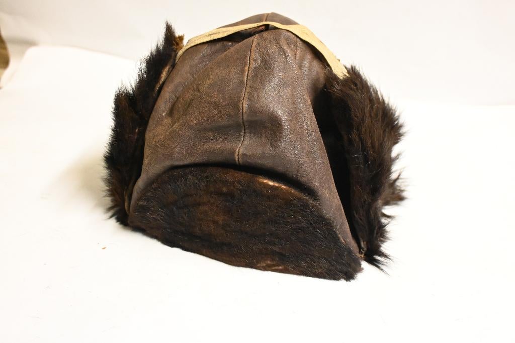 wo1 wo2 onbekende piloten cap leer otter marter leren muts, Ophalen of Verzenden, Landmacht, Overige gebieden, Kleding of Schoenen