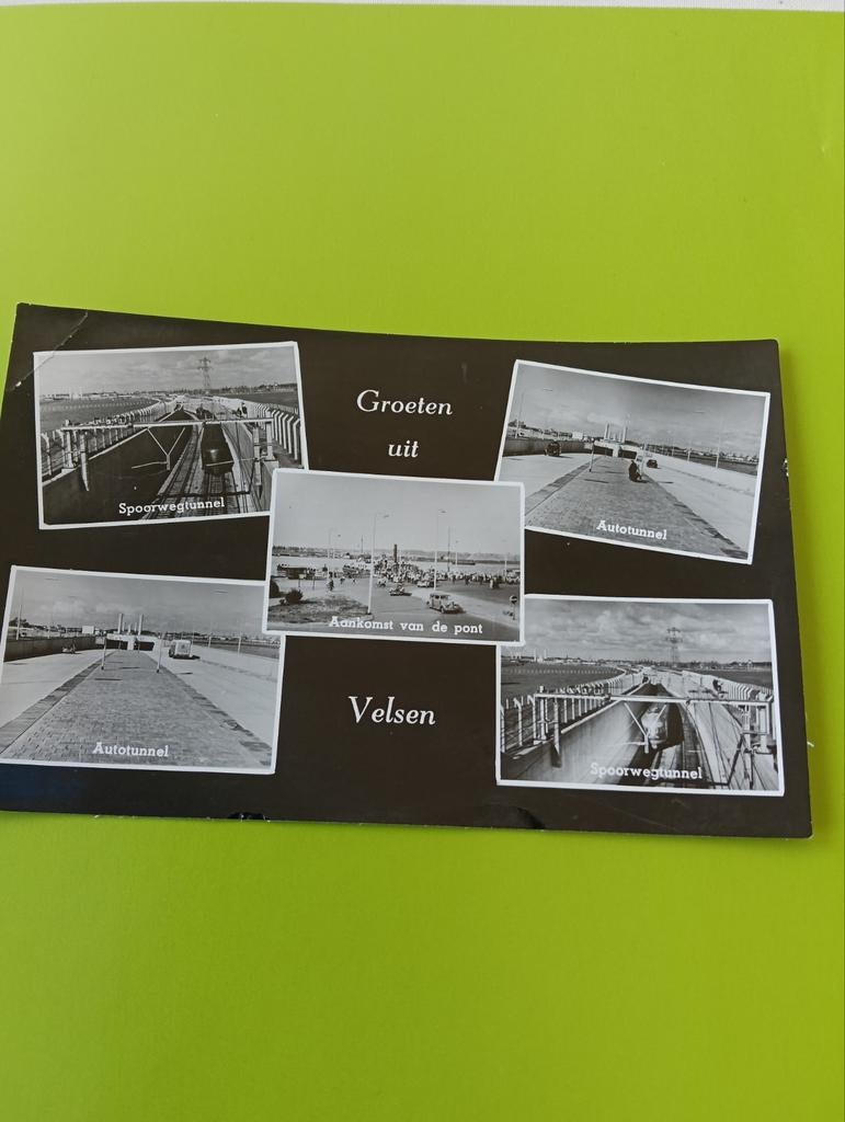 Groeten uit Velsen - Spoorwegtunnel, Autotunnel, Pont, Ophalen of Verzenden, 1940 tot 1960, Gelopen, Noord-Holland
