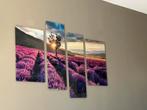 Vierluik Glas Lavendel Veld - 2x 40x60cm, 2x 30x80cm, Ophalen, Zo goed als nieuw, 100 tot 125 cm, Foto of Poster