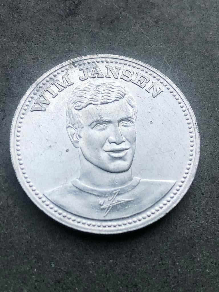 Muntje Wim Jansen Shell Voetbal Top 20 1970, Verzamelen, Sportartikelen en Voetbal, Ophalen of Verzenden, Gebruikt, Overige binnenlandse clubs