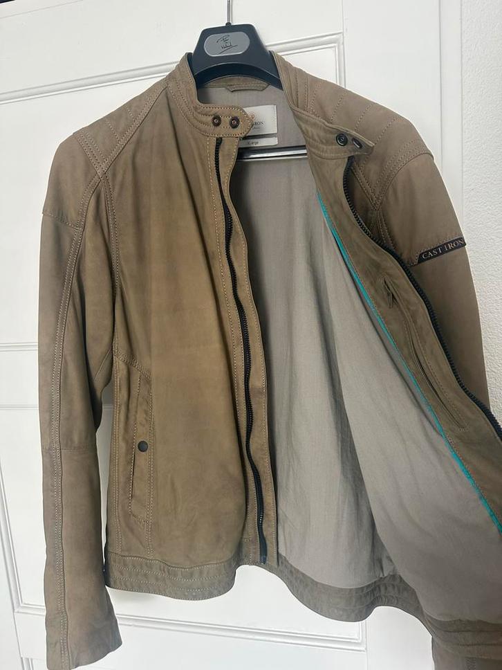 Cast Iron leren jas XL groen, Kleding | Heren, Jassen | Zomer, Zo goed als nieuw, Maat 56/58 (XL), Groen, Ophalen of Verzenden