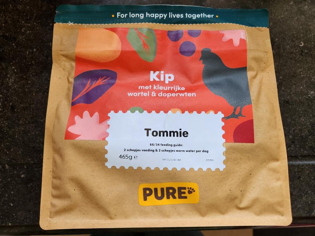1 ongeopende zak Pure Petfood kip met wortel en doperwten, Dieren en Toebehoren, Dierenvoeding, Ophalen of Verzenden, Hond