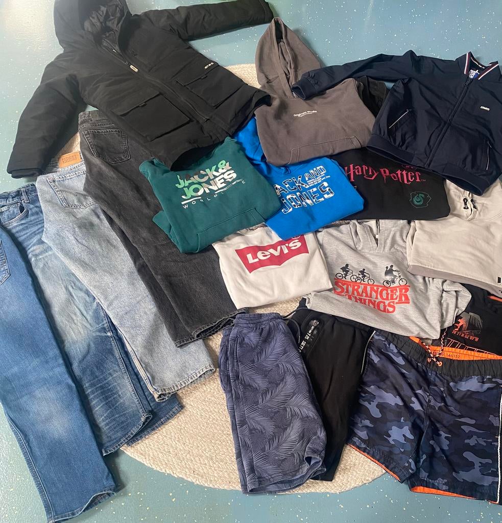 Kledingpakket maat 146-152 (incl winterjas én zomerjas), Ophalen of Verzenden, Zo goed als nieuw, Maat 146