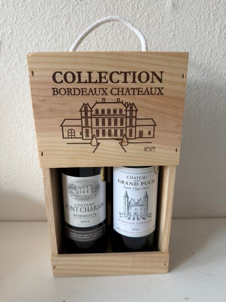 Cadeaupakket Bordeaux Chateau Barrail & Chateau Grand Puch, Ophalen, Nieuw, Frankrijk, Rode wijn