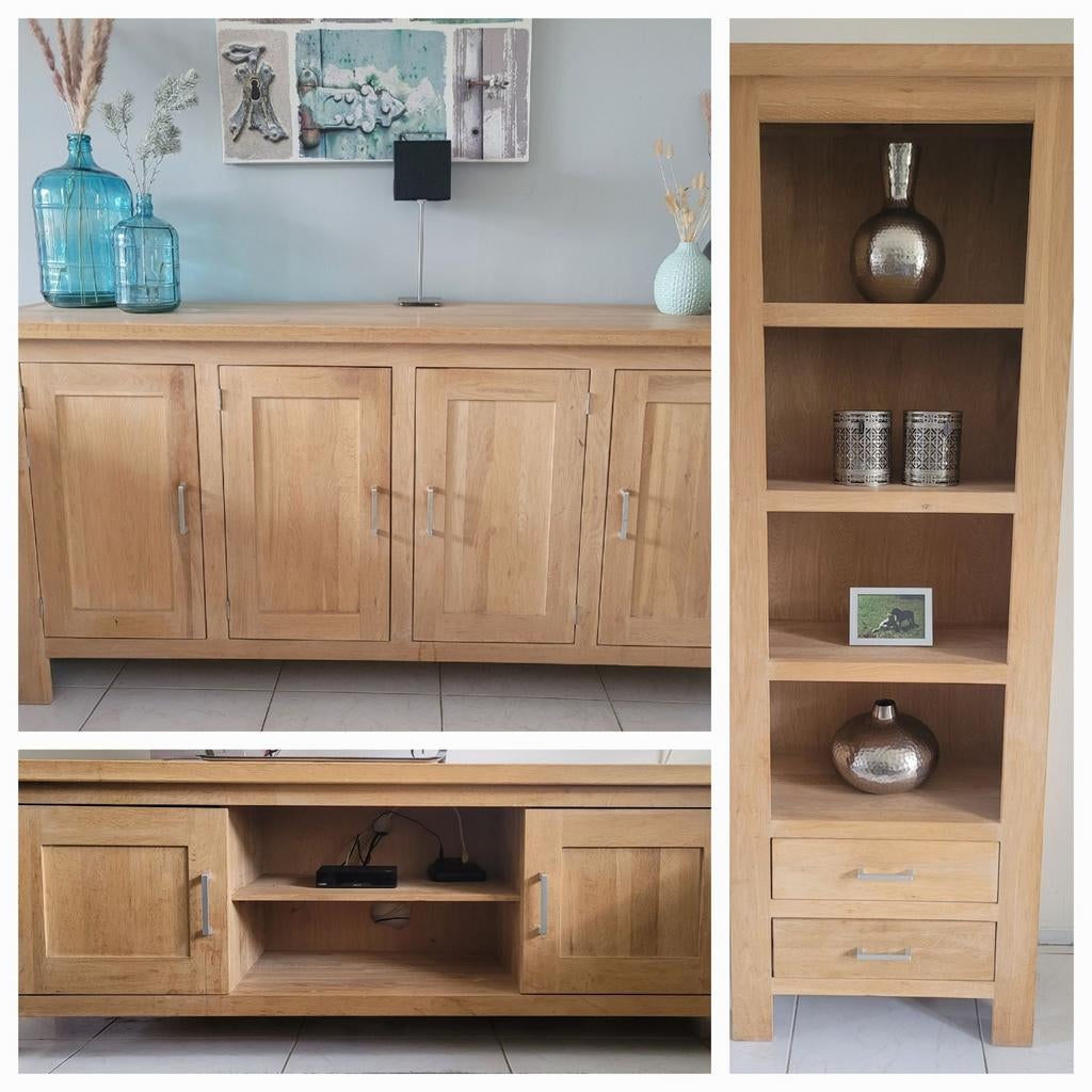 Massief blank eiken meubelset in goede staat, Ophalen