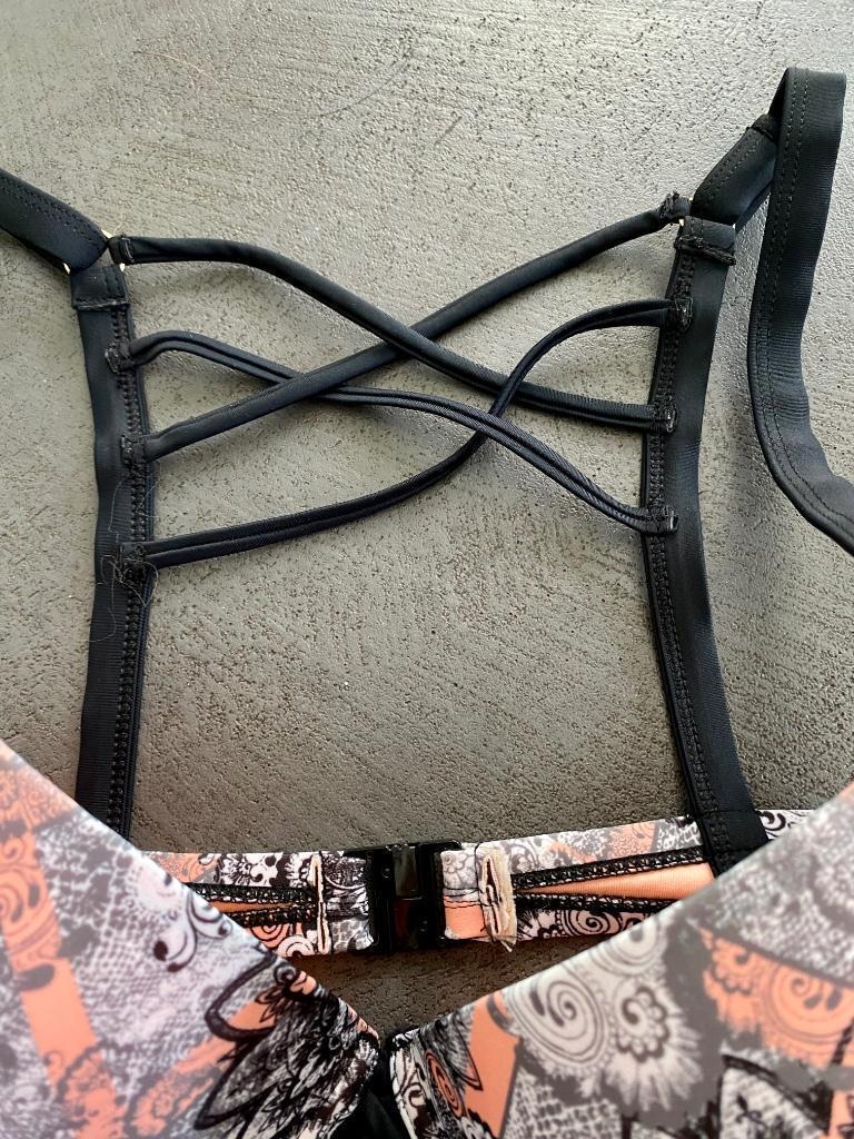 J459 Beugel bikini maat 38 C Softcups zalm-roze/wit/zwart, Kleding | Dames, Badmode en Zwemkleding, Ophalen of Verzenden, Zo goed als nieuw