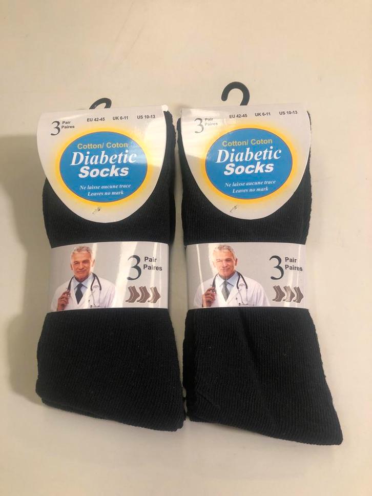 6 Paar Diabetessokken - Maat 42-45 - Zwart, Kleding | Heren, Sokken en Kousen, Nieuw, Maat 43 t/m 46, Zwart, Ophalen of Verzenden