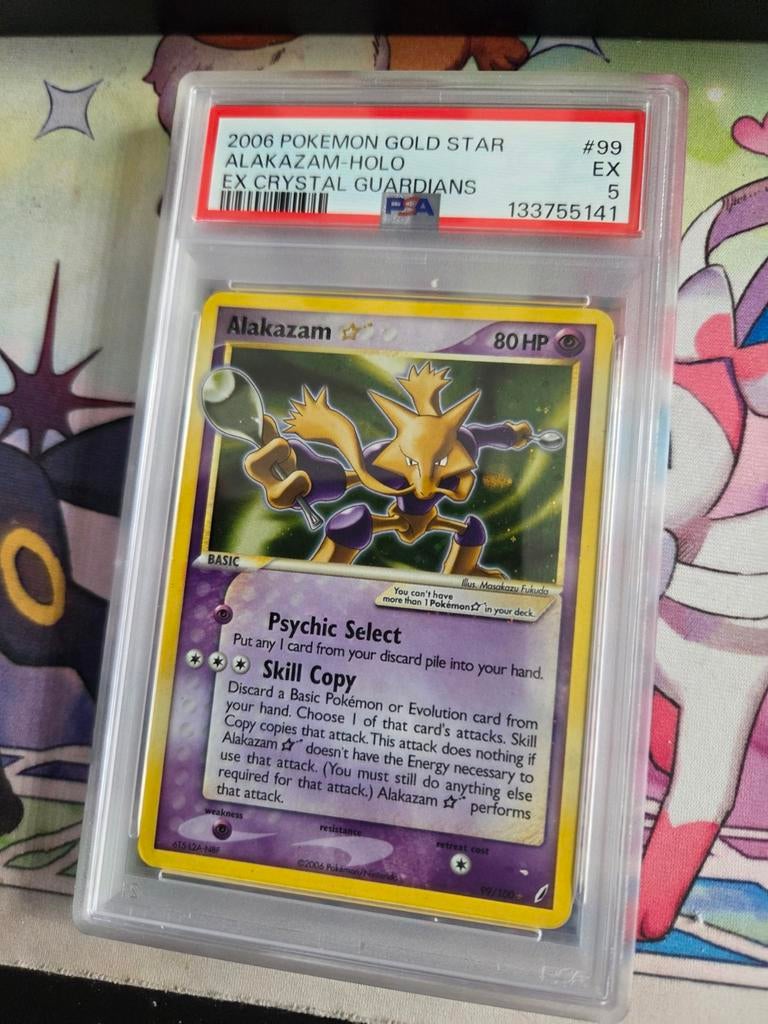 Alakazam Gold Star PSA 5 - Zeldzame Pokémon Kaart, Ophalen of Verzenden, Gebruikt, Losse kaart, Foil
