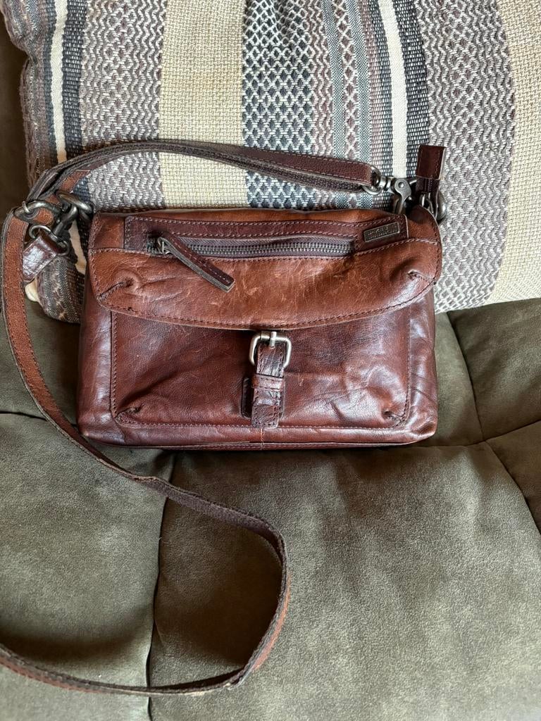 Spikes & Sparrow schoudertas, Ophalen of Verzenden, Zo goed als nieuw, Bruin, Leer