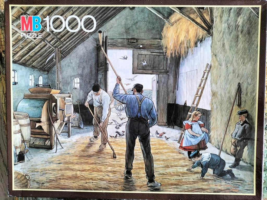 Op de dorsvloer puzzel 1000 stukjes van Jetses, Hobby en Vrije tijd, Denksport en Puzzels, Ophalen of Verzenden, 500 t/m 1500 stukjes