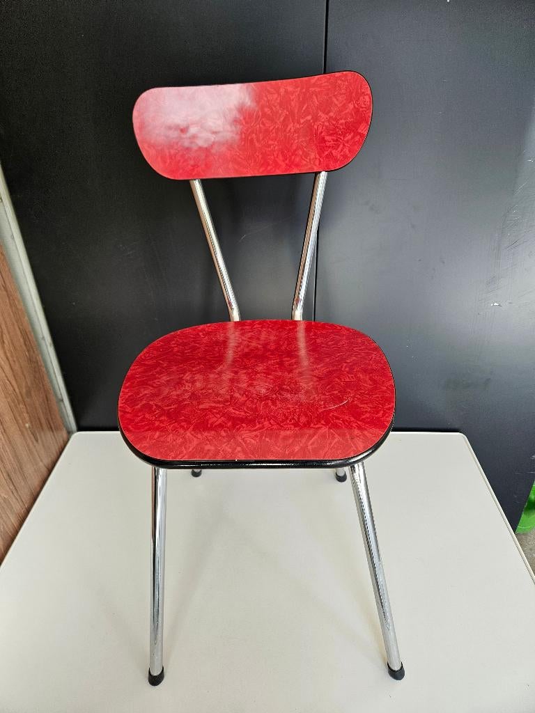 Formica stoel rood, Huis en Inrichting, Stoelen, Ophalen, Gebruikt, Vintage, Eén