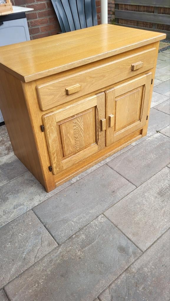 Licht eiken tv meubel met deurtjes en lade., Ophalen, Gebruikt, 25 tot 50 cm, 50 tot 100 cm