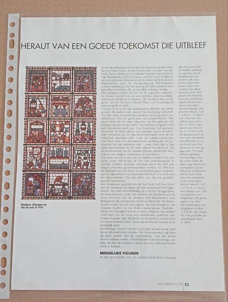 Bart van der Leck 4 artikels, Ophalen of Verzenden, 1980 tot heden, Tijdschrift