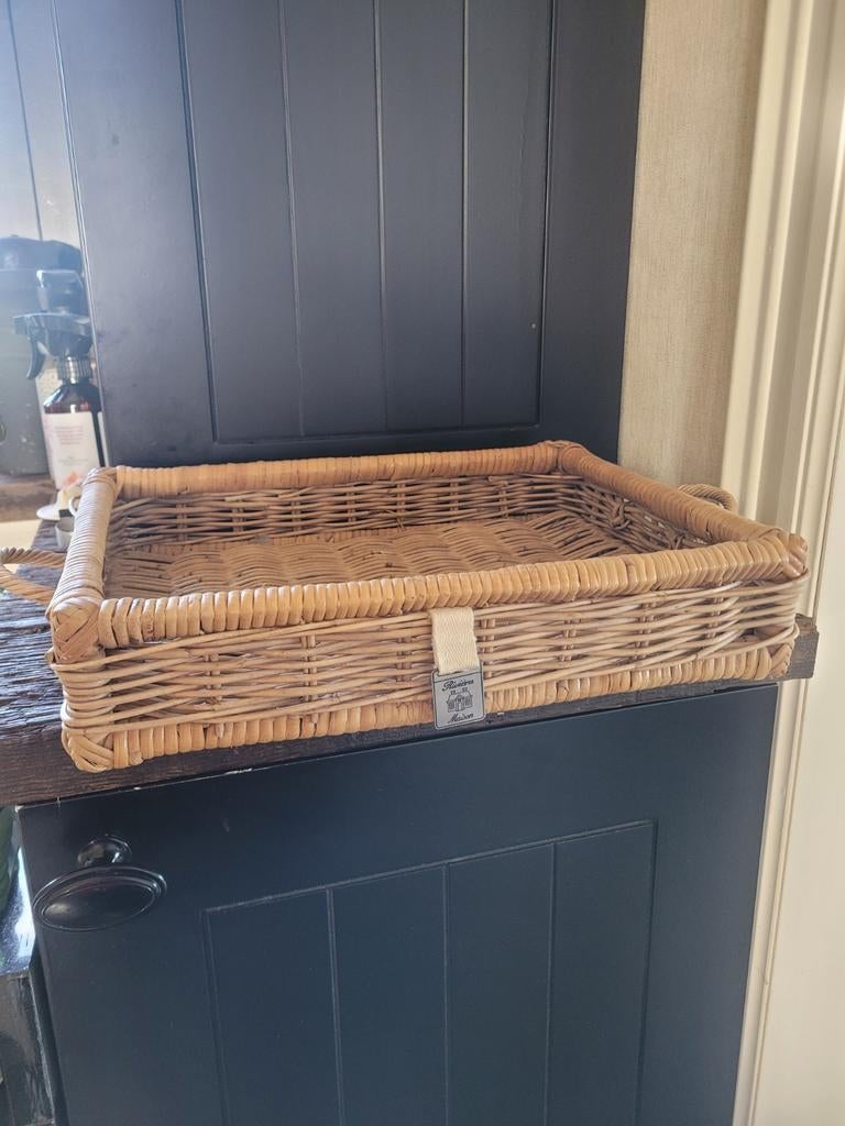 Dienblad theeblad riviera maison RM riet rotan rattan, Ophalen of Verzenden, Zo goed als nieuw, Rechthoekig, Overige materialen
