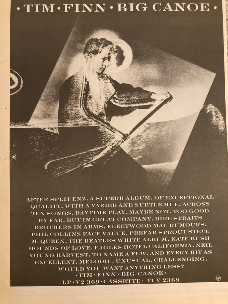 TIM FINN Big Canoe A3 advertentie, Cd's en Dvd's, Ophalen of Verzenden