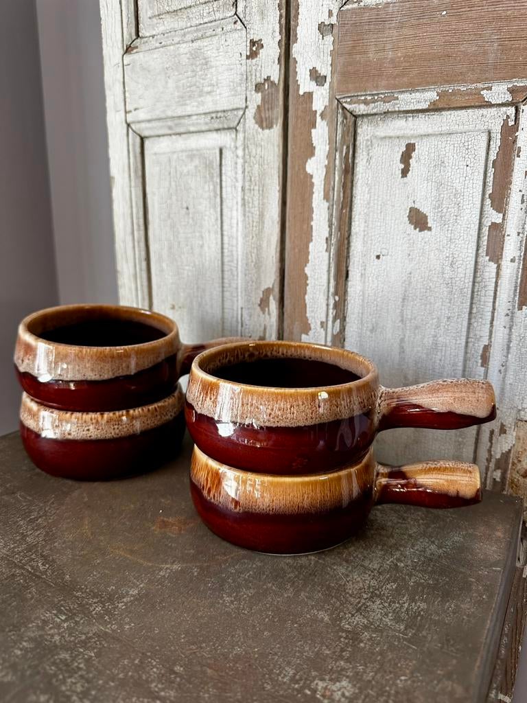 Set van vier vintage/retro ovenschaaltjes, Keramiek, Ophalen of Verzenden, Overige stijlen, Schaal of Schalen