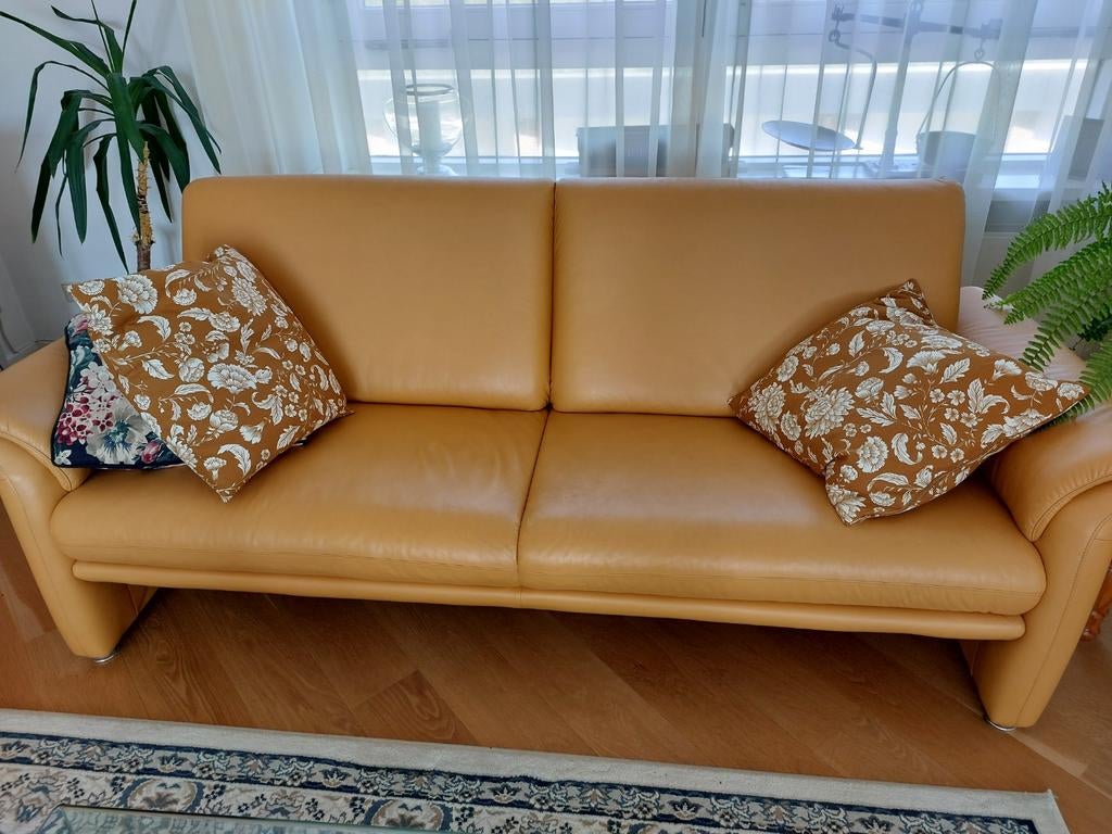 Comfortabele 3-zits bank - 220x110 cm, Huis en Inrichting, Banken | Bankstellen, Gebruikt, 100 tot 125 cm, Driepersoons, Leer