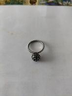 Zilverkleurige ring met zwarte bol, Ophalen of Verzenden, 17 tot 18, Zwart, Dame