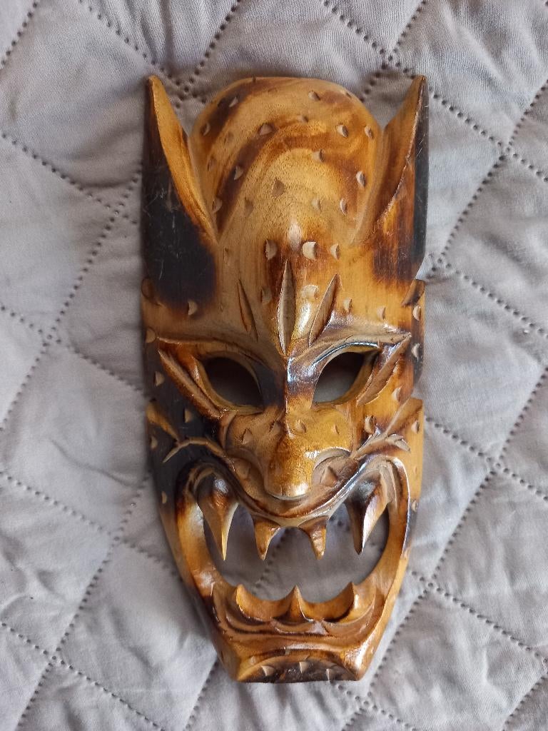 Afrikaans houten masker handgesneden, Antiek en Kunst, Ophalen, Overige onderwerpen, Masker, 20 - 50 cm