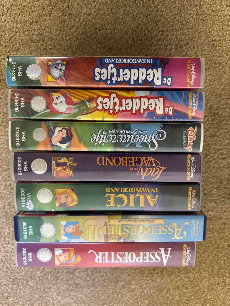 7 stuks Disney VHS banden, Cd's en Dvd's, VHS | Kinderen en Jeugd, Ophalen, Gebruikt, Tekenfilm, Alle leeftijden