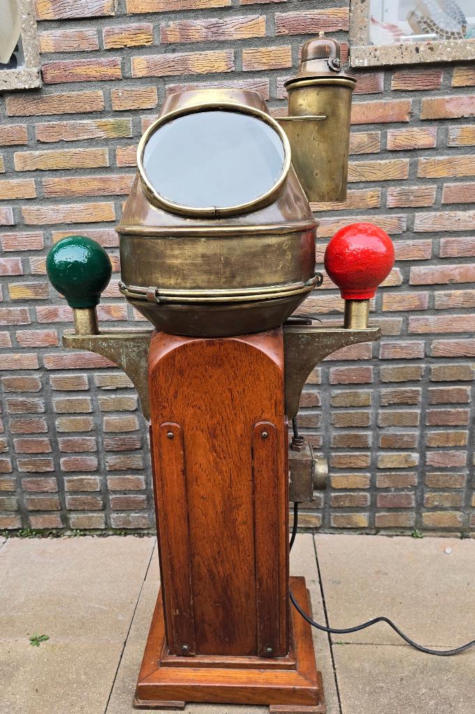 Antieke Observator Rotterdam scheepskompas met houten voet, Ophalen, Gebruikt, Gebruiksvoorwerp