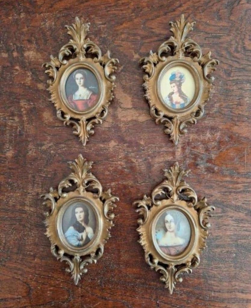 Set van 4 Sierlijke Barok Kuiflijstjes/Lijstjes/Lijst, Ophalen of Verzenden