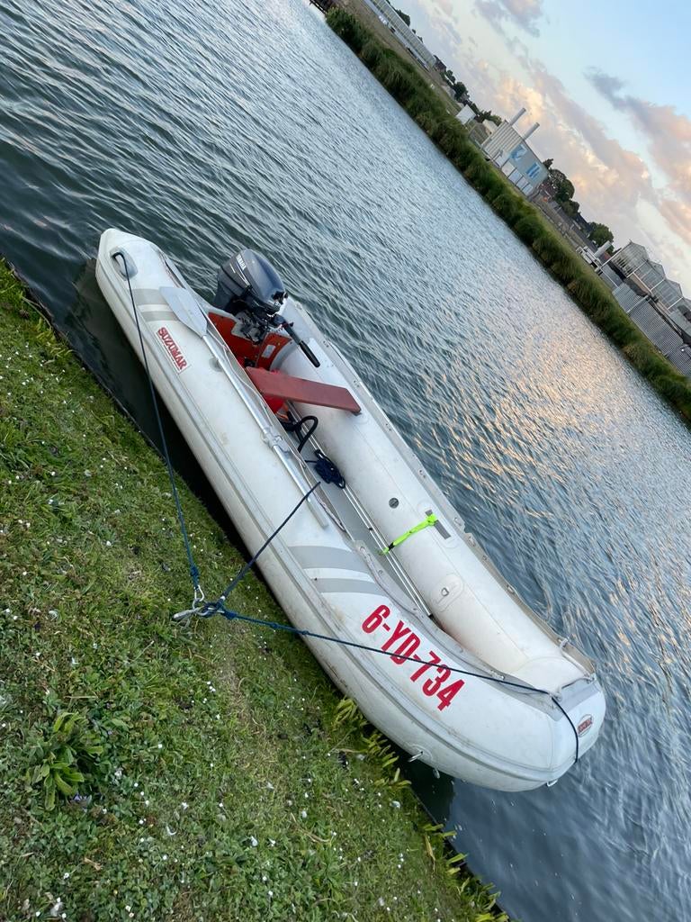 Rubberboot met 9.9 yamaha 4takt, Watersport en Boten, Rubberboten, Aluminium, Zo goed als nieuw, Benzine, Minder dan 70 pk