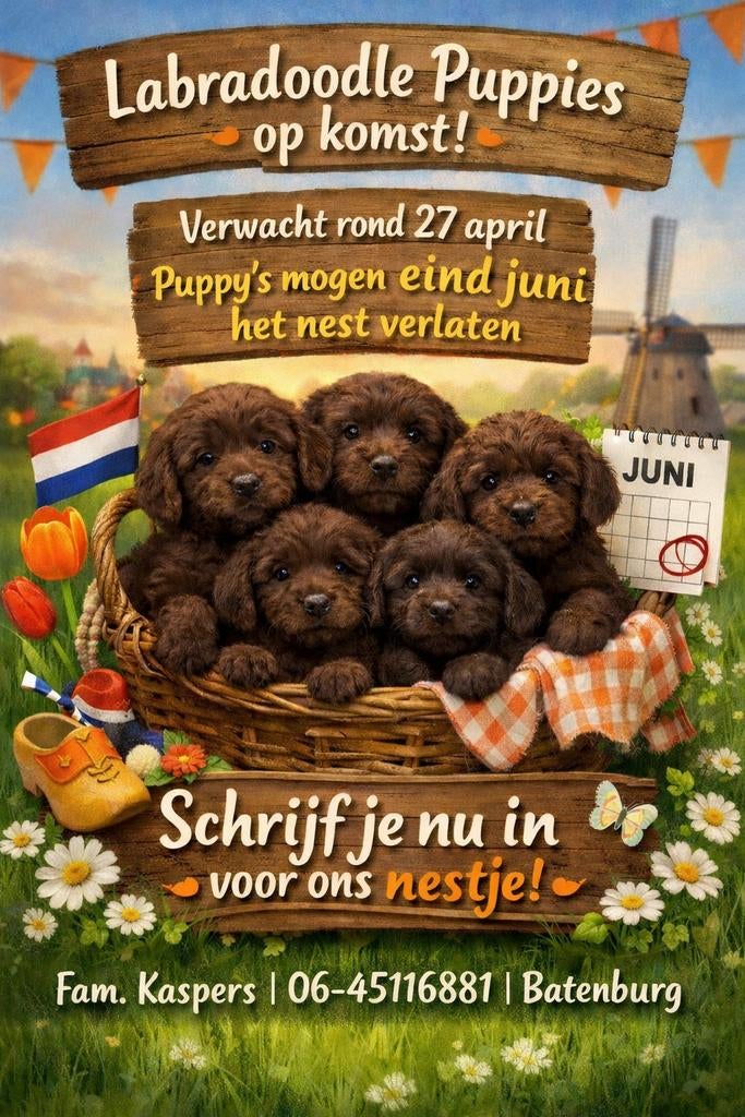 Labradoodle pups te koop, Dieren en Toebehoren, Overige rassen, 8 tot 15 weken, Geslacht onbekend, Meerdere