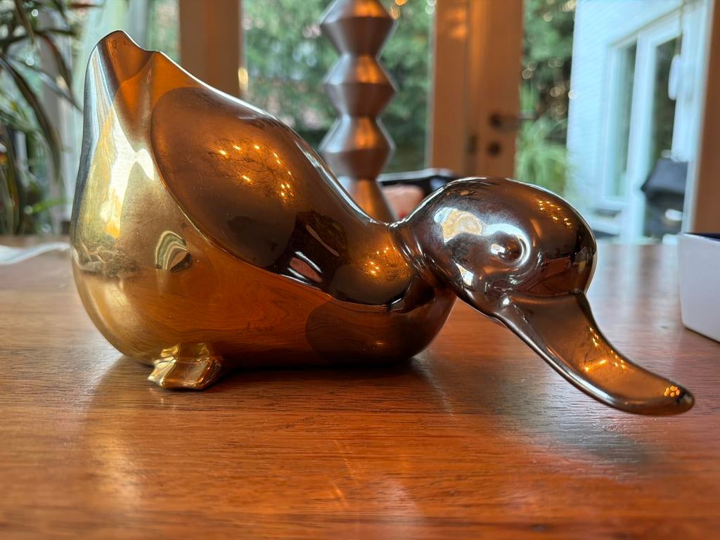 Gouden / zilveren eend decoratie - Vintage stijl, Huis en Inrichting, Woonaccessoires | Overige, Zo goed als nieuw, Ophalen of Verzenden