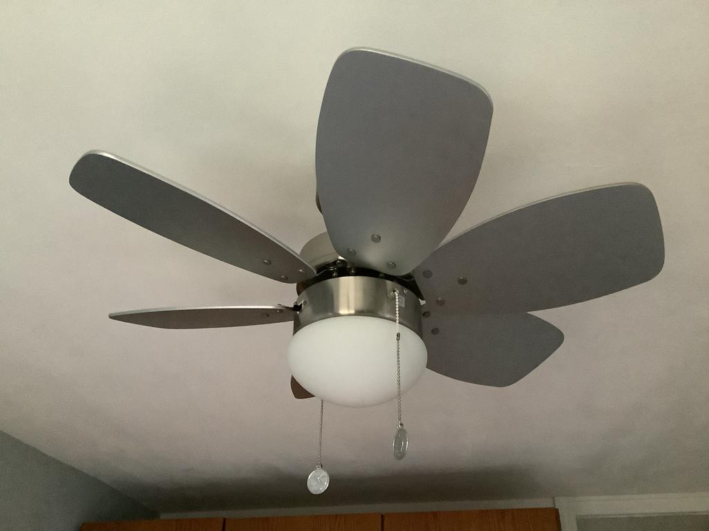 Plafondventilator met lamp, Ophalen, Gebruikt, Metaal